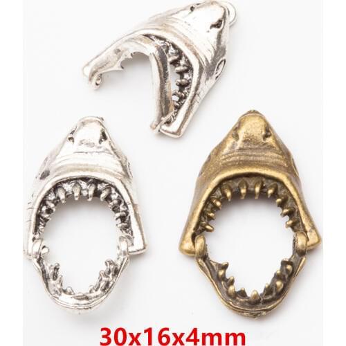 8pcs 30x16mm Antique Silver and Bronze Plated Shark Mouth Pendant For Making DIY Handmade Jewelry,Jewelry Accessories wholesale