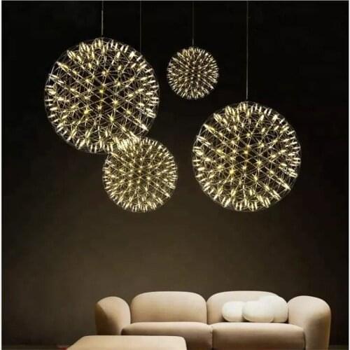 Modern spark ball led pendant lights interior design home art firework ball chandelier for living room restaurant shopping mall