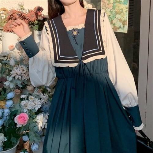 Hstar Female Casual Slim Kawaii Japanese Lady Korean Dress Sweet Lolita Dress Women Spring Elegant Designer Party Midi Dress