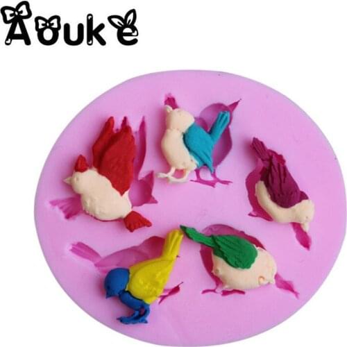 Five Birds Shape Embossed Liquid Silicone Cake Mold Biscuits Chocolate Tool Fondant Decorating Tools DIY Kitchen Cookware G101