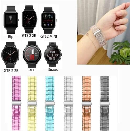 Transparent Resin Band Strap Clear Wirstband For Huami Amazfit Bip S U Pro PACE GTR 2 2e GTS 2 2e GTS2 mini