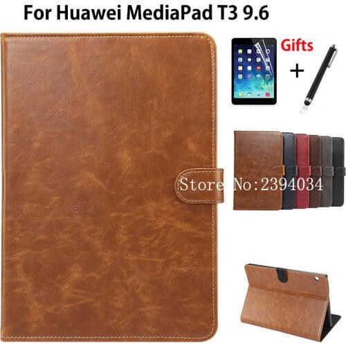 Luxury Case For Huawei MediaPad T3 10 AGS-W09 AGS-L09 AGS-L03 9.6" Smart Cover Funda Tablet for Honor Play Pad 2 9.6 +Film+Pen