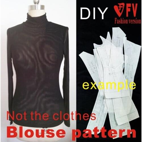 DIY handmade clothing cutting pattern womens stockings material high neck bottoming shirt T-shirt pattern physical 1:1BXS-2