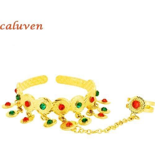 Colorful Stone Coin Bangle Ring Baby/Child,Middle Eastern Jewelry Muslim Islamic Charm Bracelets,Wholesale Coins Money Sign