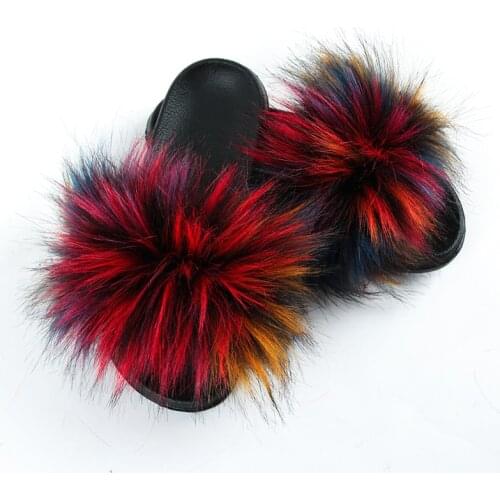 Summer Hot Luxury Fashion Plush Shoes Womens Soft Faux Fur Slippers Female Home Casual Flip Flops Ladies Fluffy Non-Slip Slides