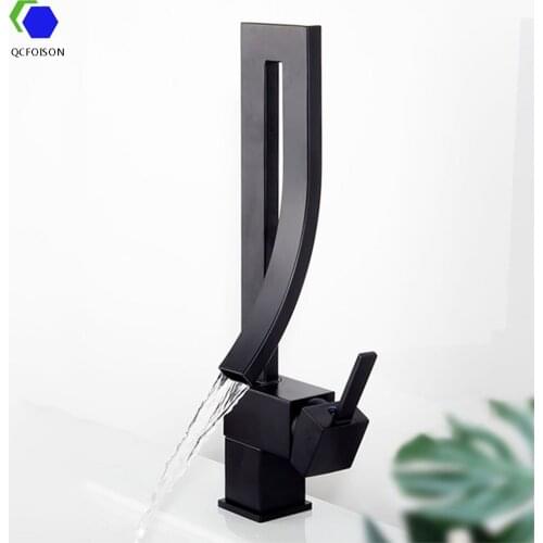 QCFOISON bathroom washbasin faucet Black baking paint brass lavatory faucet cold hot mixer water tap toilet basin faucets