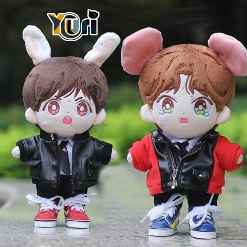 Yuri Fashion Idol Star The Untamed Wang Yibo Xiao Zhan Leather Jacket 20cm Plush Doll Clothes Costume Clothing Fan Gift Sa WY
