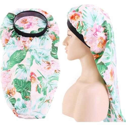 Women Printed Flower Elastic Satin Bonnet Night Sleep Cap Long Hair Care Cylindrical Chemo Cancer Hat Muslim India Headwear New