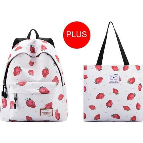 Women Waterproof Laptop Backpack Casual Strawberry Printing Backpack Cute Bookbag Trip School Bagpack for Teenage Girls Book Bag