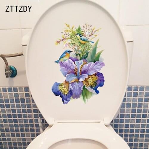 ZTTZDY 17.1×26.5CM Color Ink Painting Personality Bathroom Toilet Stickers Classical Home Wall Decoration T2-1269