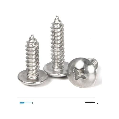 10-50pcs/lot Truss Head Self Tapping Screw m3 m4 m5 m6*L stainless steel or black phillips Mushroom Head Self Tapping Screws