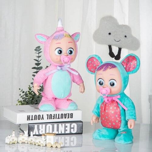 14 Inch Electric Tearing Dolls Animal Unicorn Baby Toy Full Silicone Reborn Baby Doll Walk and Weep Babies Children Best Gift