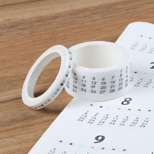 2 pcs/set 7m Long Month Date Perpetual Xalendar Washi Tape DIY Planner Scrapbooking Diary Label Adhesive Masking Tape Sticker