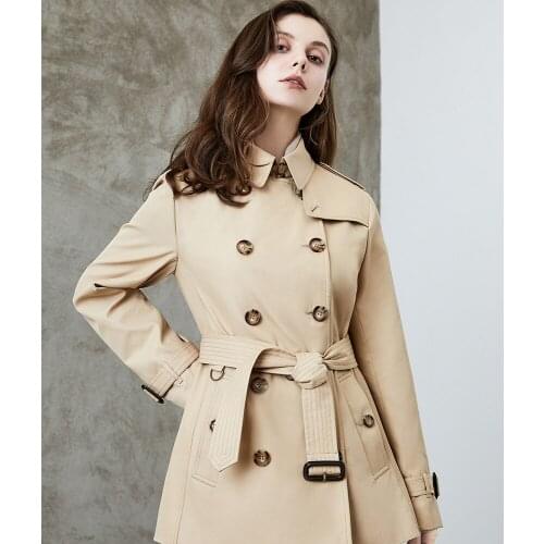 2021 JAZZEVAR Short khaki new windbreaker high-end quality outerwear womens coat