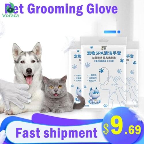 6PC Grooming Glove for Dog Cat Bath Spa Glove Protable Safe Massage Pet Hair Deodorize Hair Remove Brush