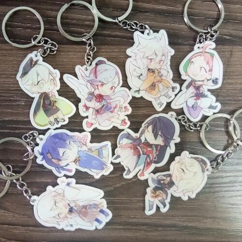 8pcs/set Anime Keychain Sheep Swords Character Touken Ranbu Online Portachiavi Munechi Mikazuki Hitofuri Keyrings Pendant