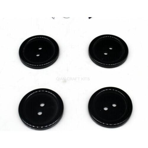400pcs resin 22mm Black Buttons 2 holes premium quality semi gloss size 22.5mm