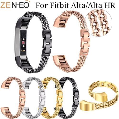 Double row Stainless Steel Bracelet For Fitbit Alta/Alta HR Watchband Adjustable Wrist band for Fitbit Alta HR Watches straps