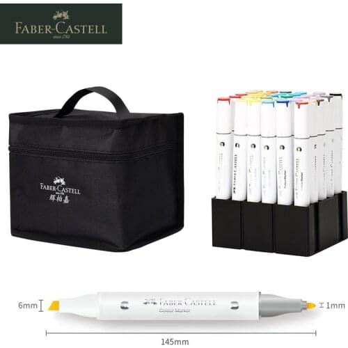 Faber Castel Premier Alcohol-Based Dual Tip Art Markers 30/60/80 Colors Fine and Chisel Tip With Pen Stand For Artists Drawing