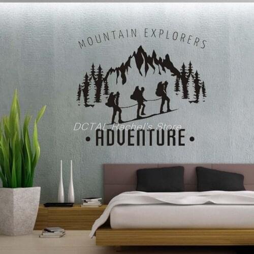 Mountain Hiking Decor Camping Wild Life Outdoor Adventure Vinyl Wall Decal Living Room Sticker Art Explorers