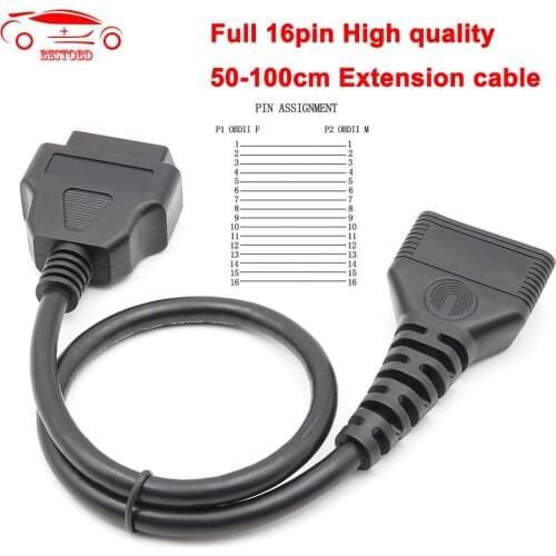 Full 16Pin Auto Extension Cable Male To Female Automotive Car OBD 2 OBD2 Diagnostic auto Tool OBDII Scanner Connector Cable