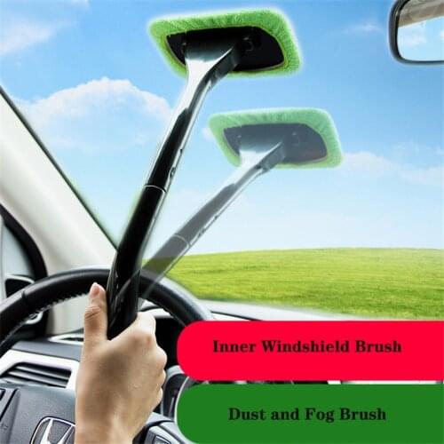 Car Window Cleaner Brush Kit Windshield Cleaning Soft Mop Microfiber Wiper Brush Auto Glass Cleaning Wash Tool With Long Handle