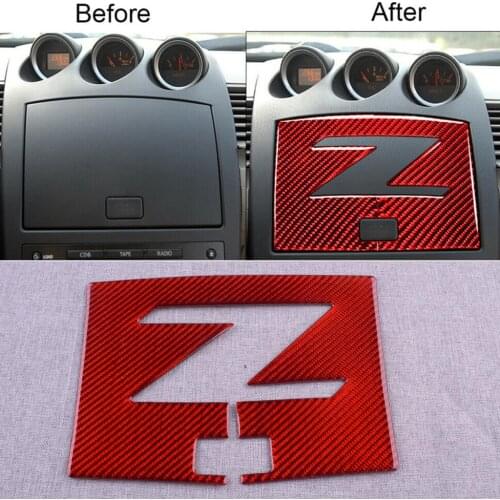 Red Carbon Fiber Console Navigation GPS Panel Trim Cover Decoration Fit for Nissan 350Z 2009 2008 2007 2006 2005 2004 2003