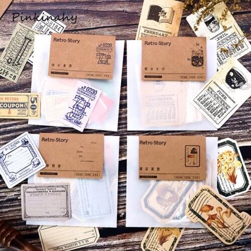 Creative Vintage Tickets Stamp Writable Kraft Paper Stickers Decoration DIY Album Diary Scrapbooking Label Stationery Stickers