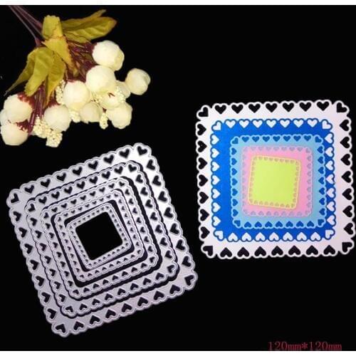 Square with heart Frame Metal Cutting Dies set for DIY Scrapbooking/photo album Decorative Embossing DIY Paper Card