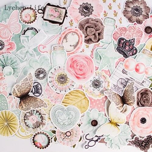 Lychee Life 76Pcs Cute Flower Stationery Stickers For Scrapbooking Album Notebook Diary Card Making Journal Paper Crafts