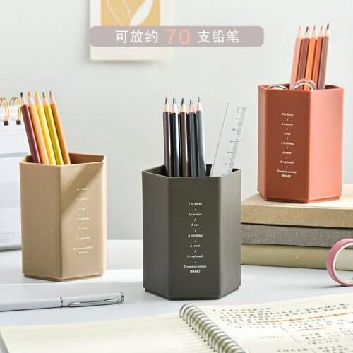 Frosted Large-capacity Simple Student with Hexagonal Pen Holder Creative Personality Pen Barrel Desktop Storage