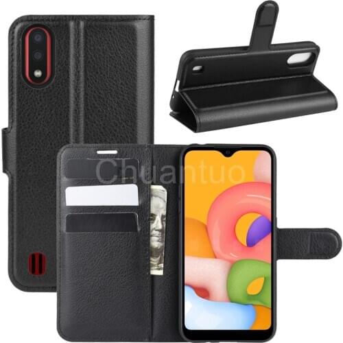 Fashion Wallet PU Leather Case Cover For Samsung Galaxy A01 A015 A105F A015D Flip Protective Phone Back Shell With Card Holders