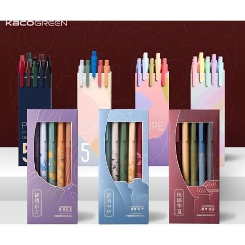 Kaco 5Pc/Lot Chinese Style Gel Pen Set 0.5MM Color Ink Kawaii Retro Pучка Cute Office Caneta Business School Stationery Supplies