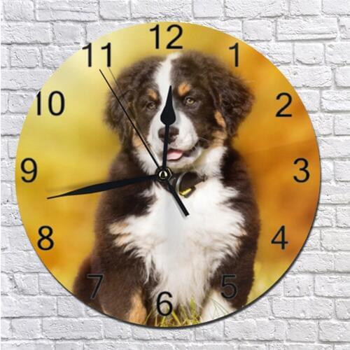 25CM/10inch Wall Clocks Decorative Dogs Numeral Digital Dial Mute Silent Fashion Digital Clocks Battery Operated Clocks for Home