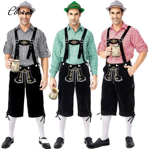 German Oktoberfest Costumes Men Traditional German Bavarian Beer Male Cosplay Halloween Octoberfest Festival Party Outfit