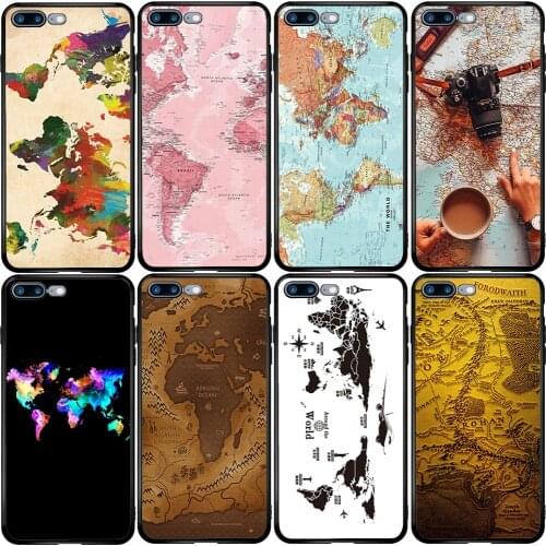 Phone Case for iPhone 5 5s SE 2020 6 6S 7 8 XS XR 11 12 Oneplus 3 5T 6T 7T Pro Max Plus World Map