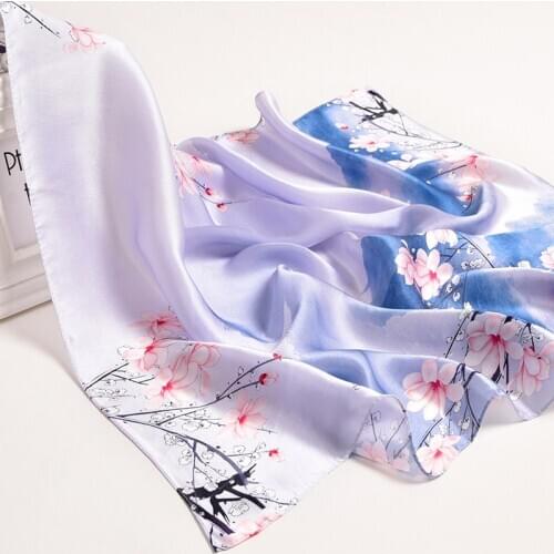 2021 Hangzhou Silk Square Scarf Bag Bandana 65*65cm 100% Real Silk Neckerchief Wraps for Ladies Printed Silk Neck Scarf Kerchief