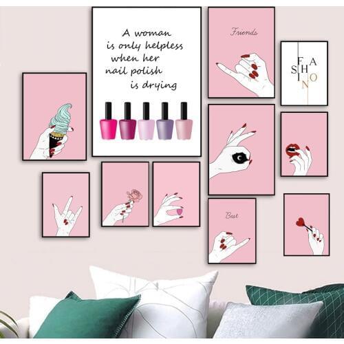 Home Decor Prints Painting Wall Art Makeup Nail Polish Manicures Nordic Style Pictures Modular Canvas Poster Bedside Background