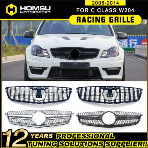 Front grill Suitable for C class W204 C63 am g car ABS 1-Fin Front Bumper Grille 2011-2014 Without emblem