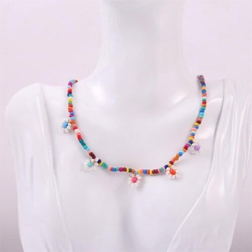 Handmade Women Girls Beaded Choker Necklaces for Beach Beads Necklace Chain Jewelry