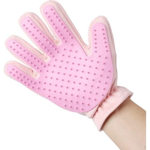 Cute Suede Silicone Cat Dog Pet Deshedding Brush Glove for Animal Wool Combing Cats Pet Hair Glove pet Grooming glove