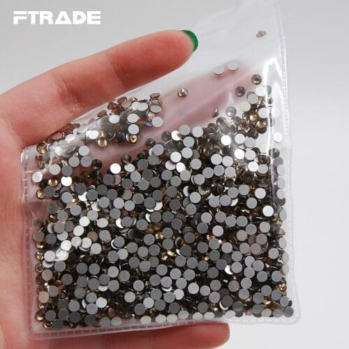 High Shine Non Hot Fix Strass Rhinestones Smoked Topaz 288Pcs-1440Pcs SS3-SS30 Flatback Glue On Glass Diamonds DIY Wedding Dress