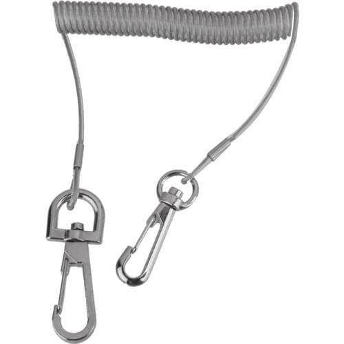 Retractable Coiled Stainless Steel Wire Fishing Rod Safety Lanyard Pier Rope Tether Grey