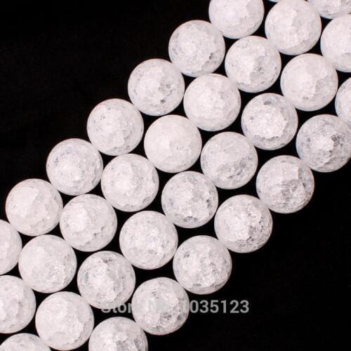 High Quality 18mm Natural Cracked White Crystal Quartz Round Shape DIY Loose Beads Strand 15" Jewellery Creative Making w3248