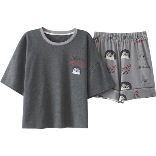 Women Clothing Big Yards M-2XL Women Pajamas Set Summer Short Sleeve Sleepwear Female Cotton Pyjamas Home Clothing