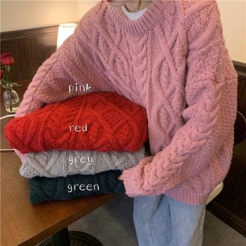 Sweater Women 2021 Francais O-Neck Fall Patchwork Long Sleeve Korean Japan Elegant Sweater Woman Pink Cute Warm Autumn Winter