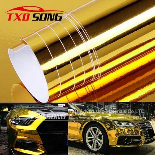 10/20/30/40/50/60x152CM High stretchable mirror Gold Chrome Mirror flexible Vinyl Wrap Sheet Roll Film Car Sticker Decal Sheet