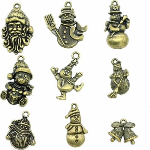 10pcs Charms Christmas Antique Bronze Color Snowman Charms For Jewelry Making Charms Christmas Snowman Jewelry Findings DIY
