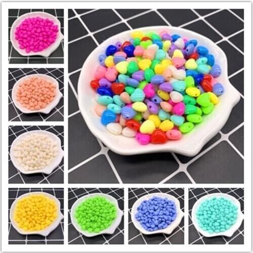 100pcs/lot 6x8mm Heart-shaped Acrylic Beads Spacer Loose Beads For Jewelry Making DIY Bracelet Earring Necklace Accessories