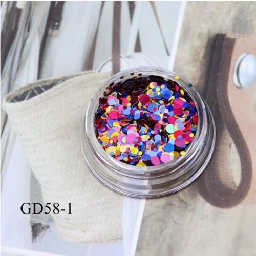1Jar Nail Art Different Size Mixed Round Glitter Pieces Different Color Mixed in Jar GD58